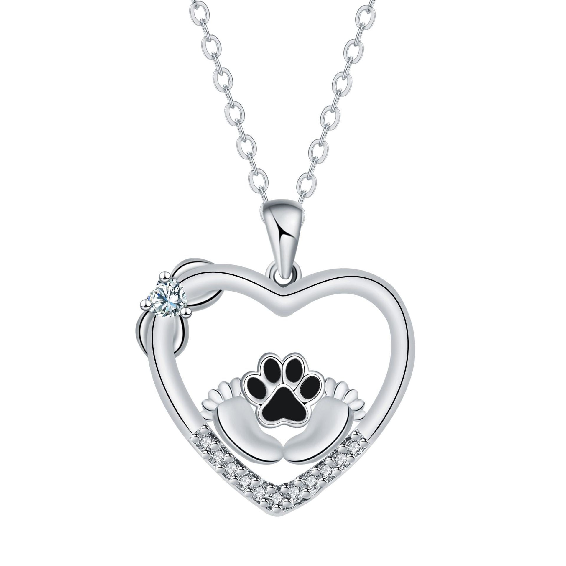 Collana con impronta di zampa di cane Little Feet e zirconi