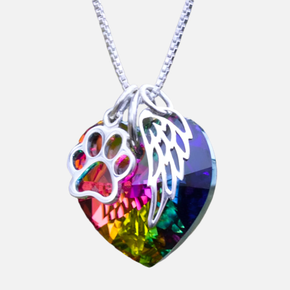 Collana commemorativa arcobaleno con ciondolo a forma di cuore