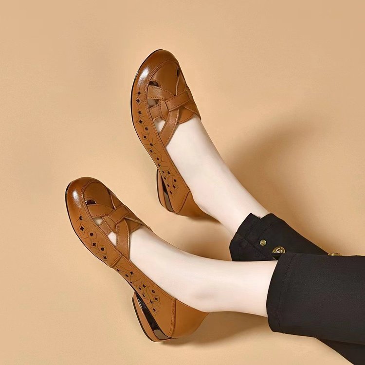 Lucia | Ballerine intrecciate in pelle con dettagli traforati