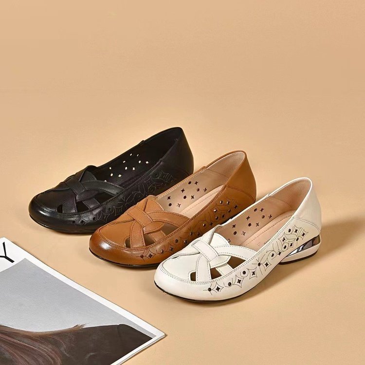 Lucia | Ballerine intrecciate in pelle con dettagli traforati