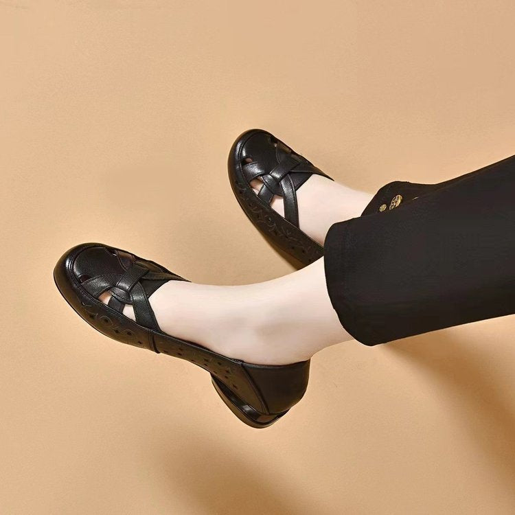 Lucia | Ballerine intrecciate in pelle con dettagli traforati