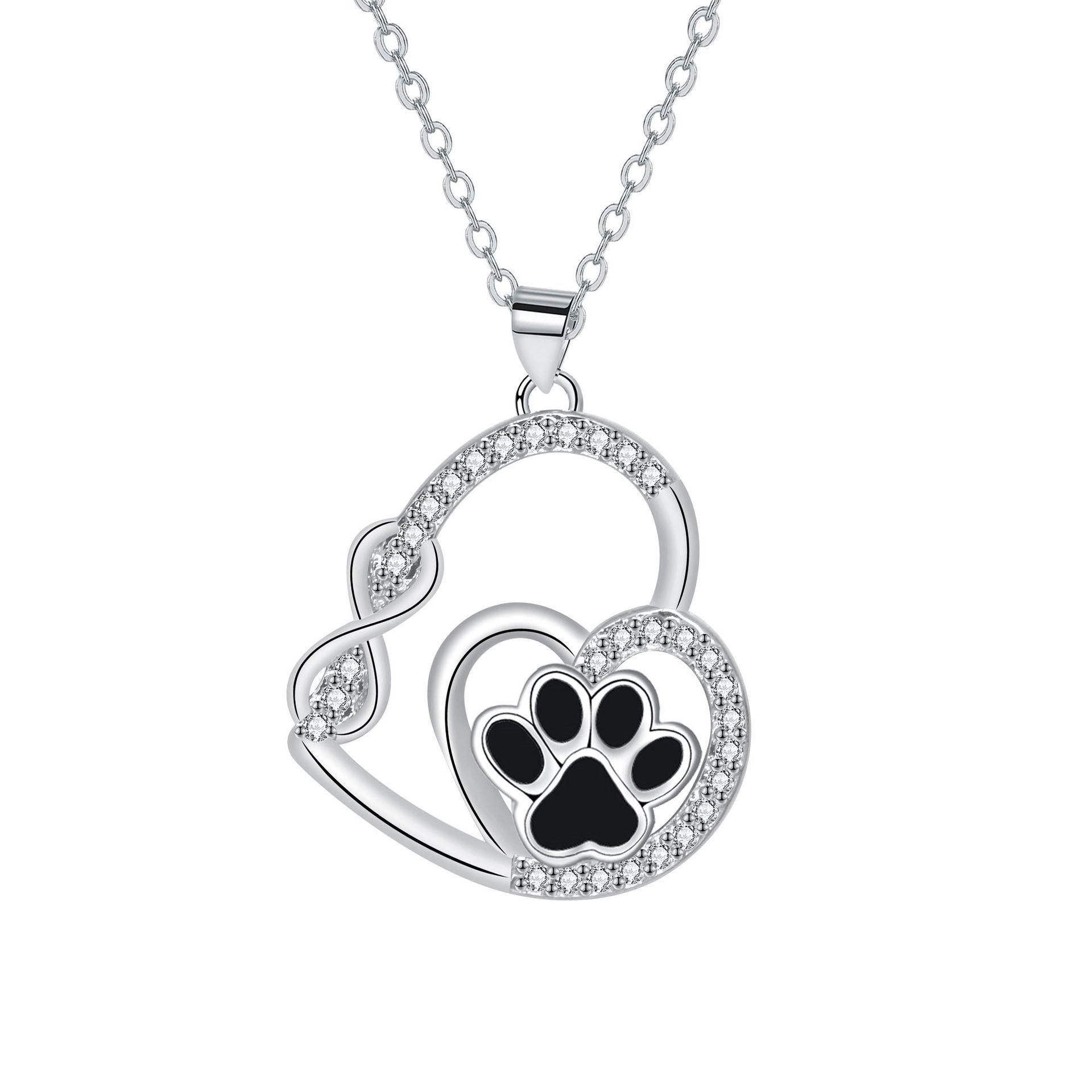 Collana con pendente a forma di doppia impronta di zampa d'amore infinito