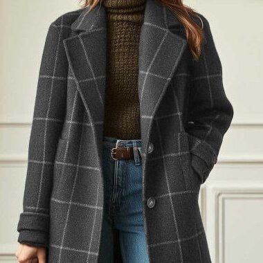 Velvara | Cappotto Elegante a Quadri in Lana