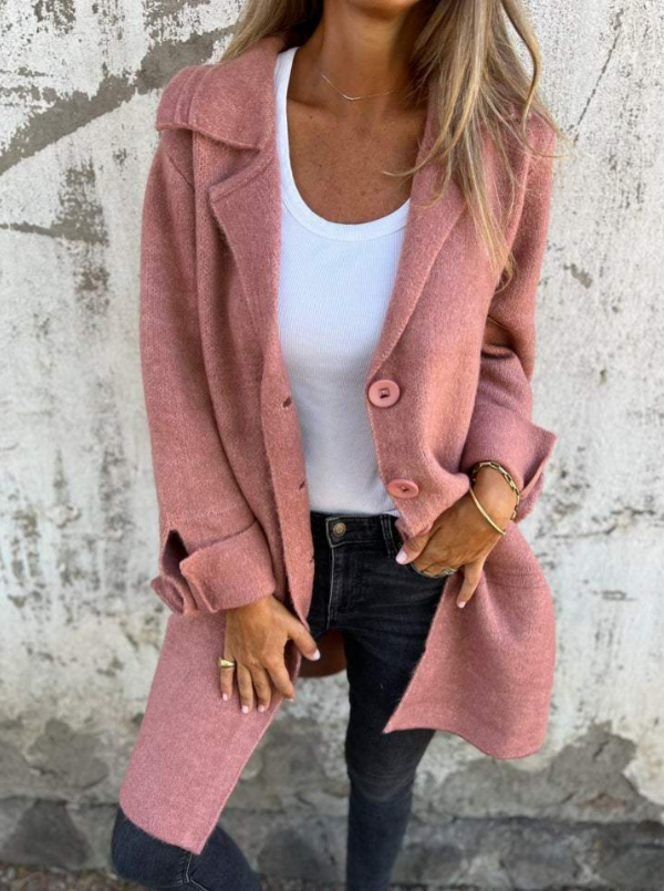 Marga | Cappotto Informale in Lana con Revers e Chiusura Semplice