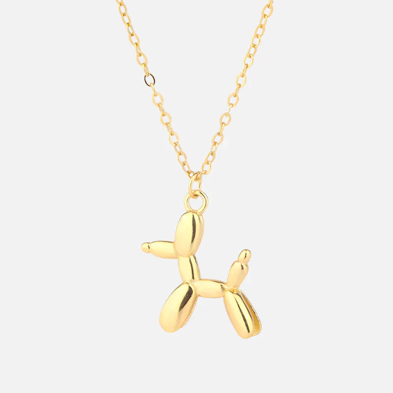 Collana con pendente a forma di cane palloncino color oro