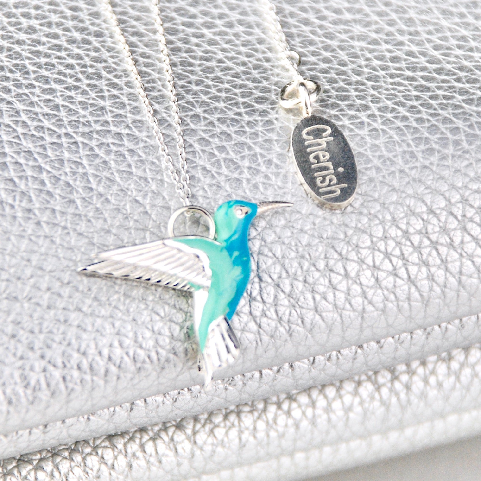 Collana con colibrì in argento sterling smaltato