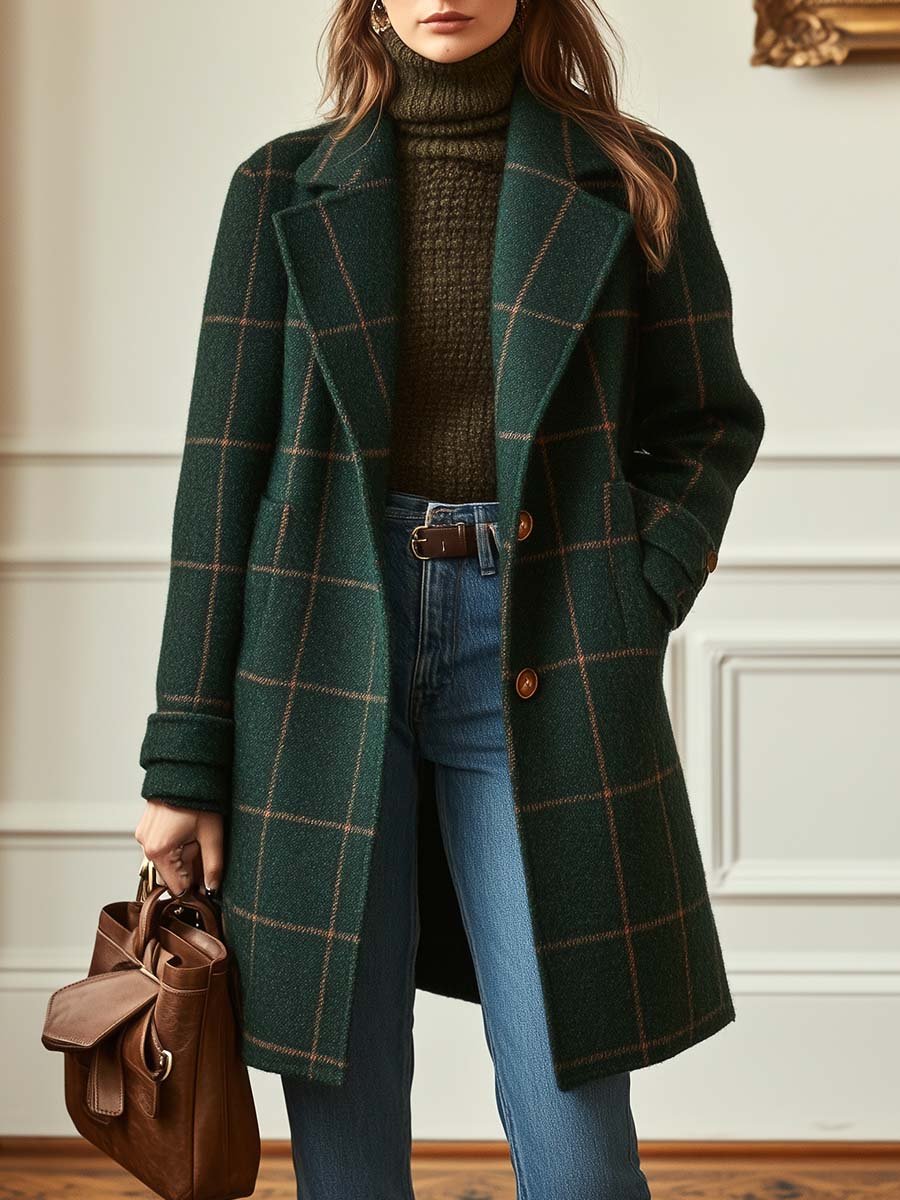 Velvara | Cappotto Elegante a Quadri in Lana