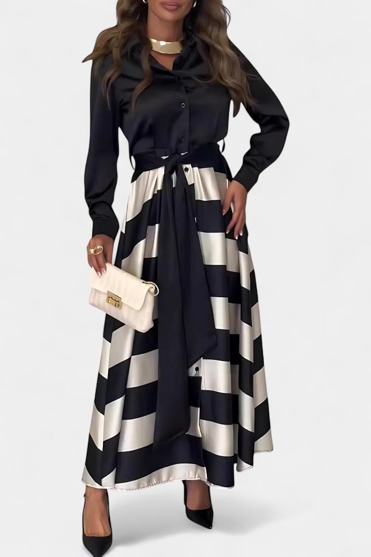 Lavinia | Abito elegante a righe raffinate