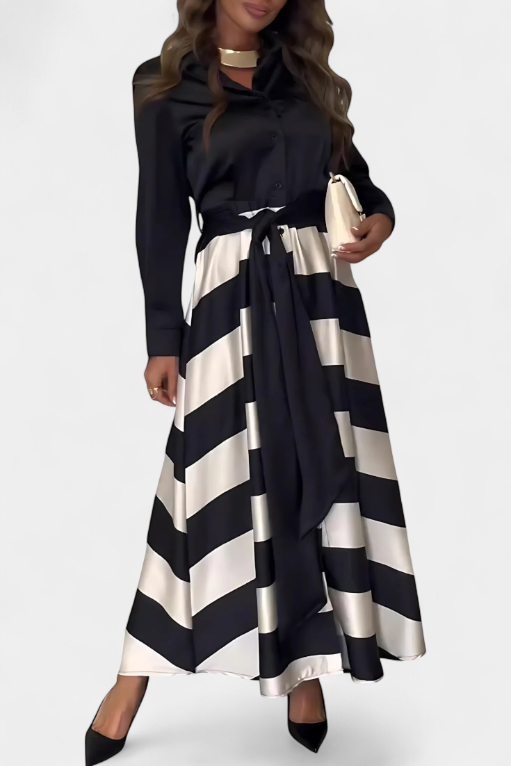 Lavinia | Abito elegante a righe raffinate