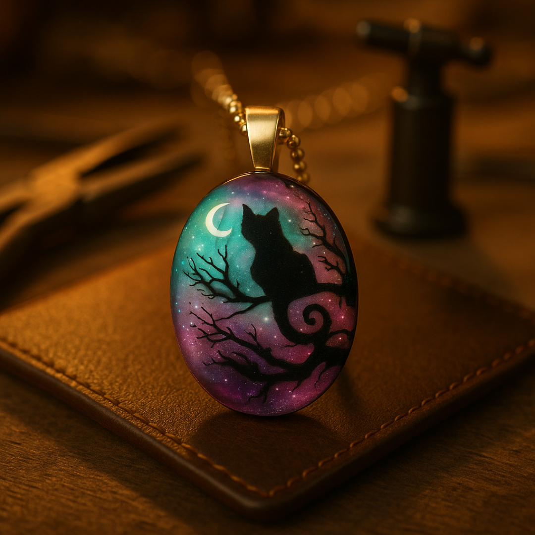 Collana con gatto “La notte stellata”