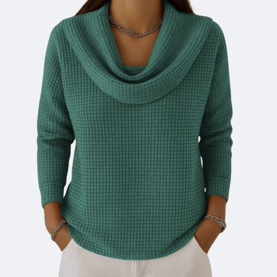 LIVIA - Maglione Collo Morbido Termico Effetto Waffle