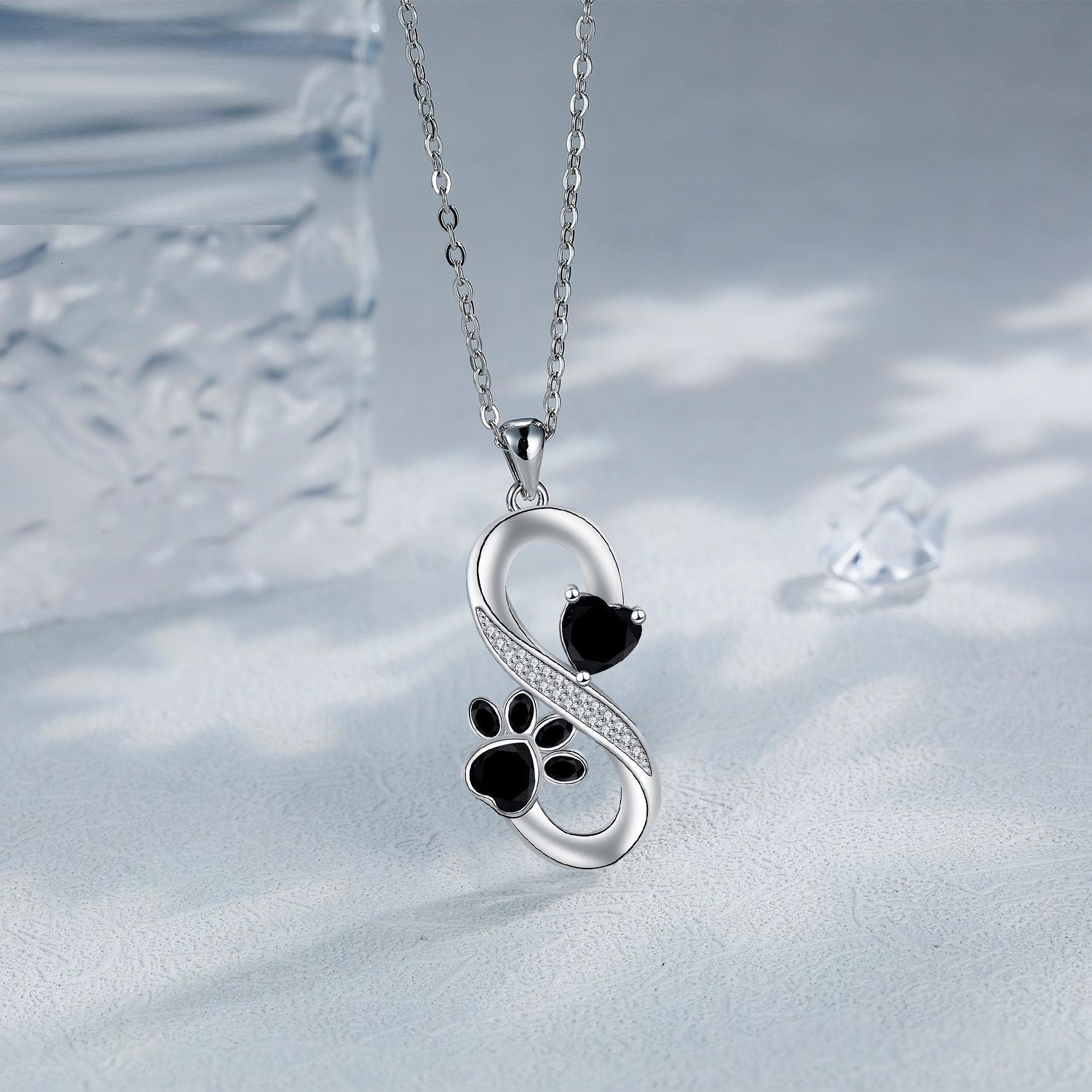 Collana con simbolo infinito Cuori Impronta di zampa