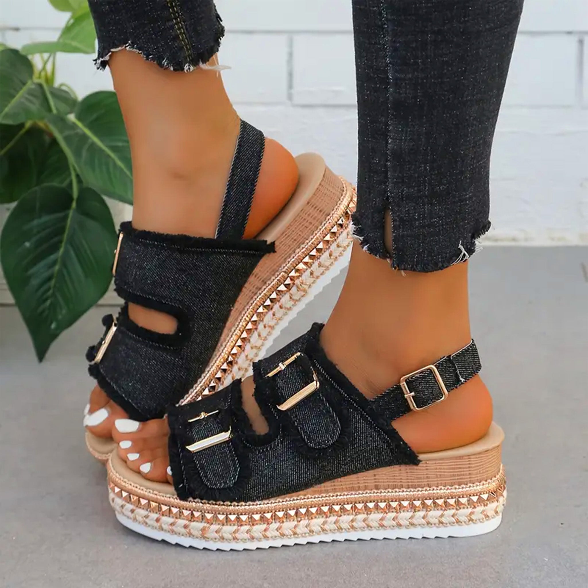 Ayla - Wedges in Denim Casual