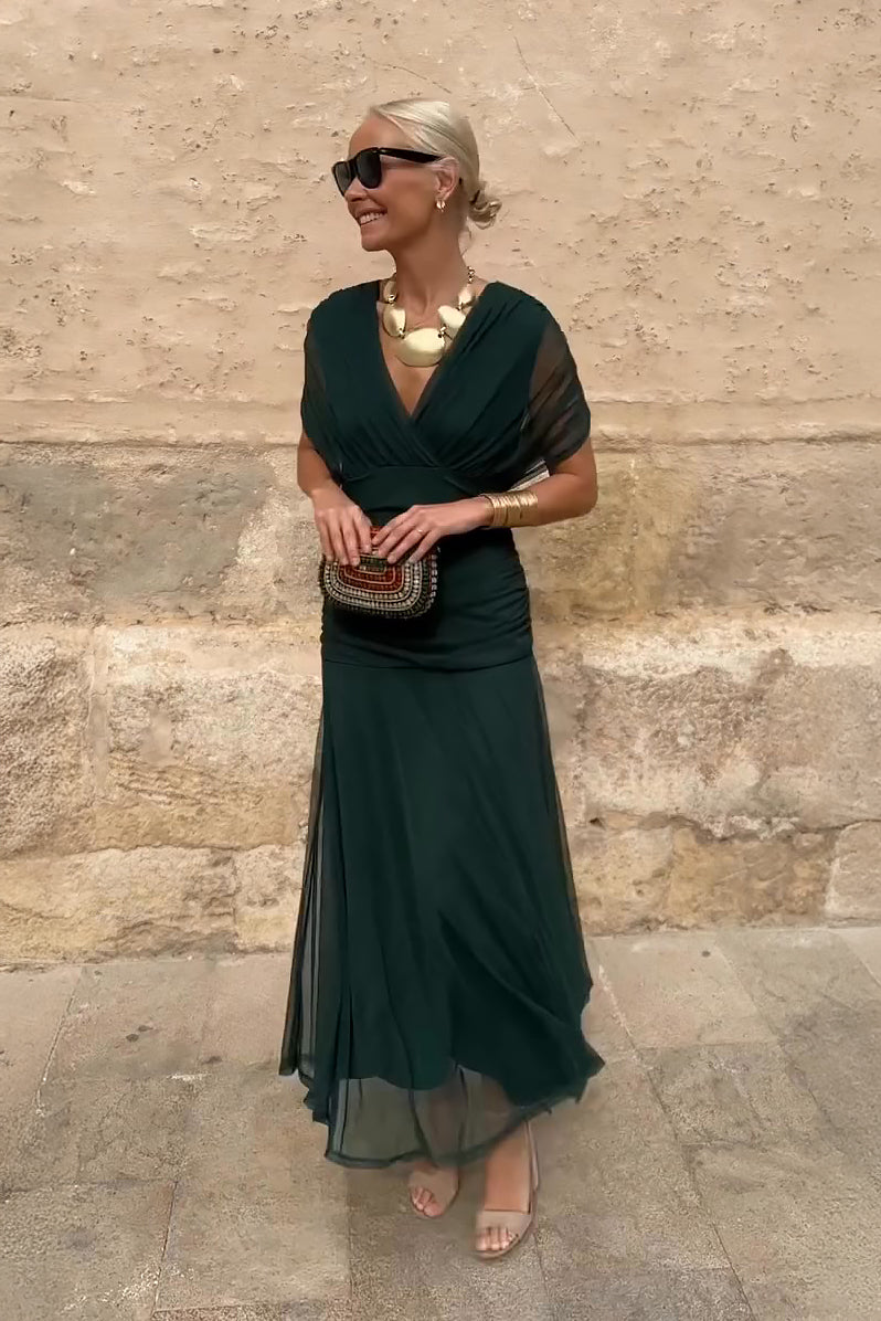 Louise | Elegante abito lungo da festa con scollo a V