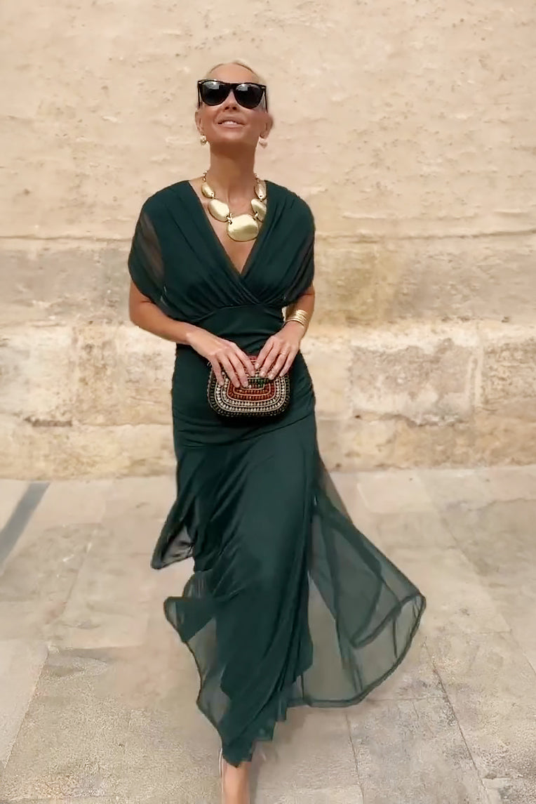 Louise | Elegante abito lungo da festa con scollo a V
