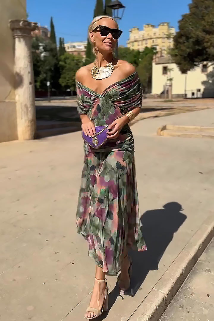 Louise | Elegante abito lungo da festa con scollo a V