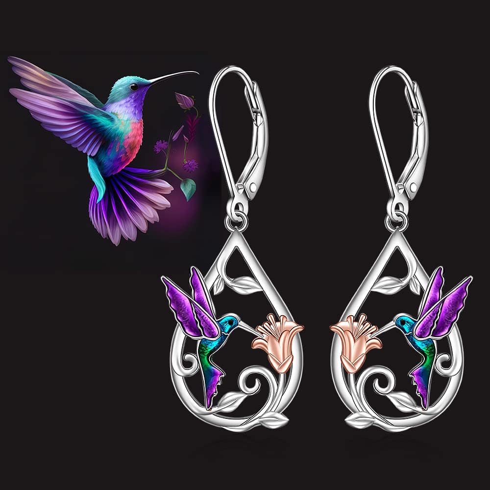 Bellissima collana con colibrì per donna con orecchini in omaggio