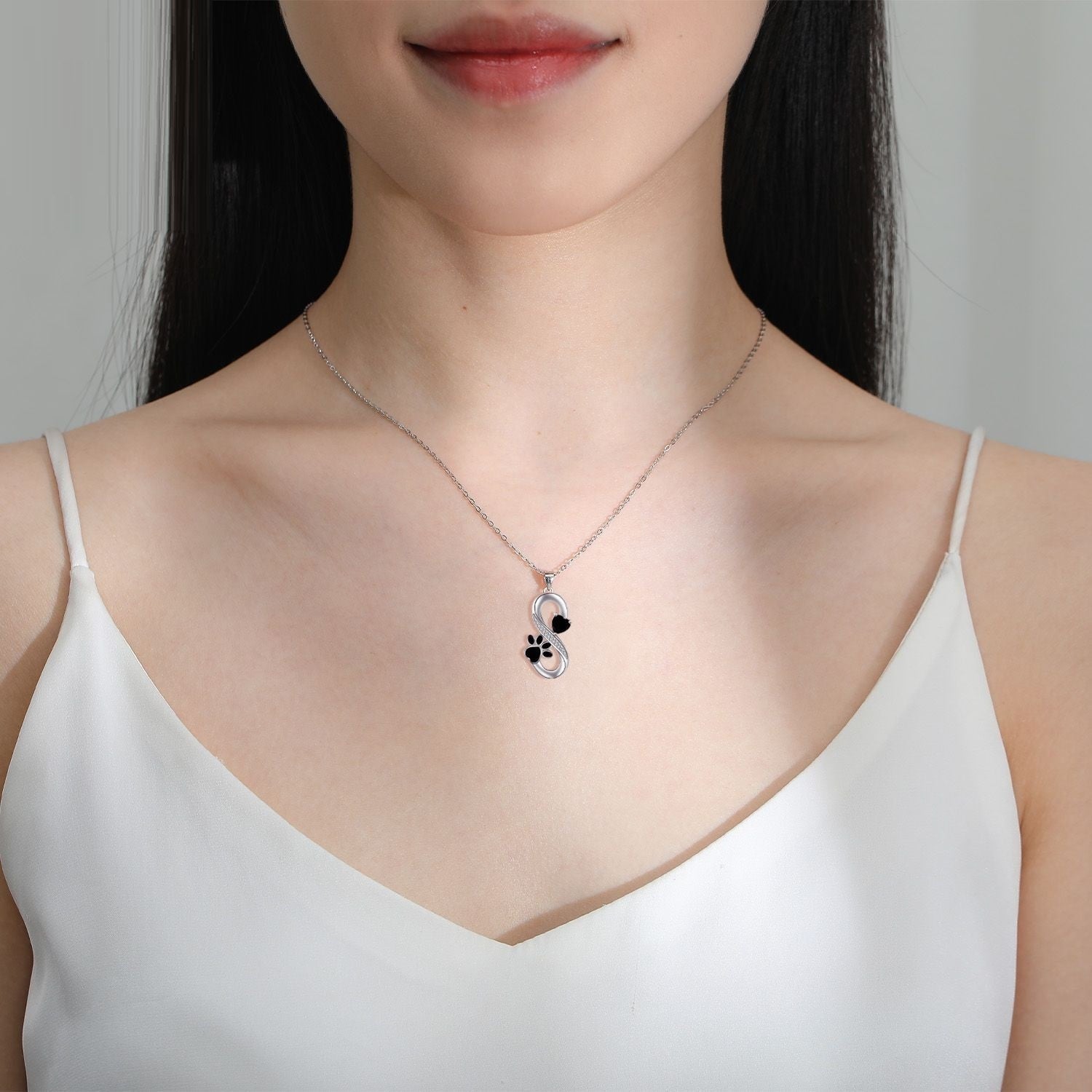 Collana con simbolo infinito Cuori Impronta di zampa