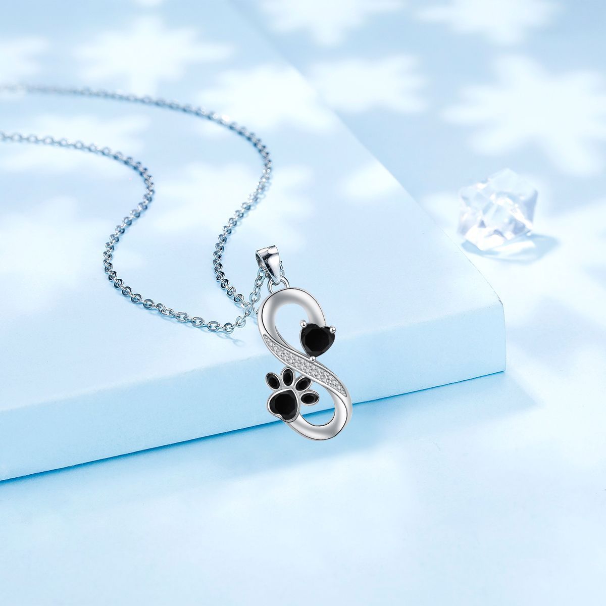 Collana con simbolo infinito Cuori Impronta di zampa