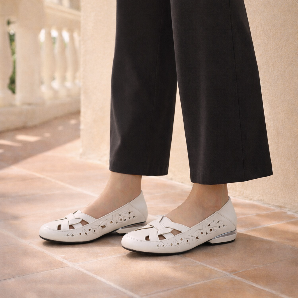 Lucia | Ballerine intrecciate in pelle con dettagli traforati
