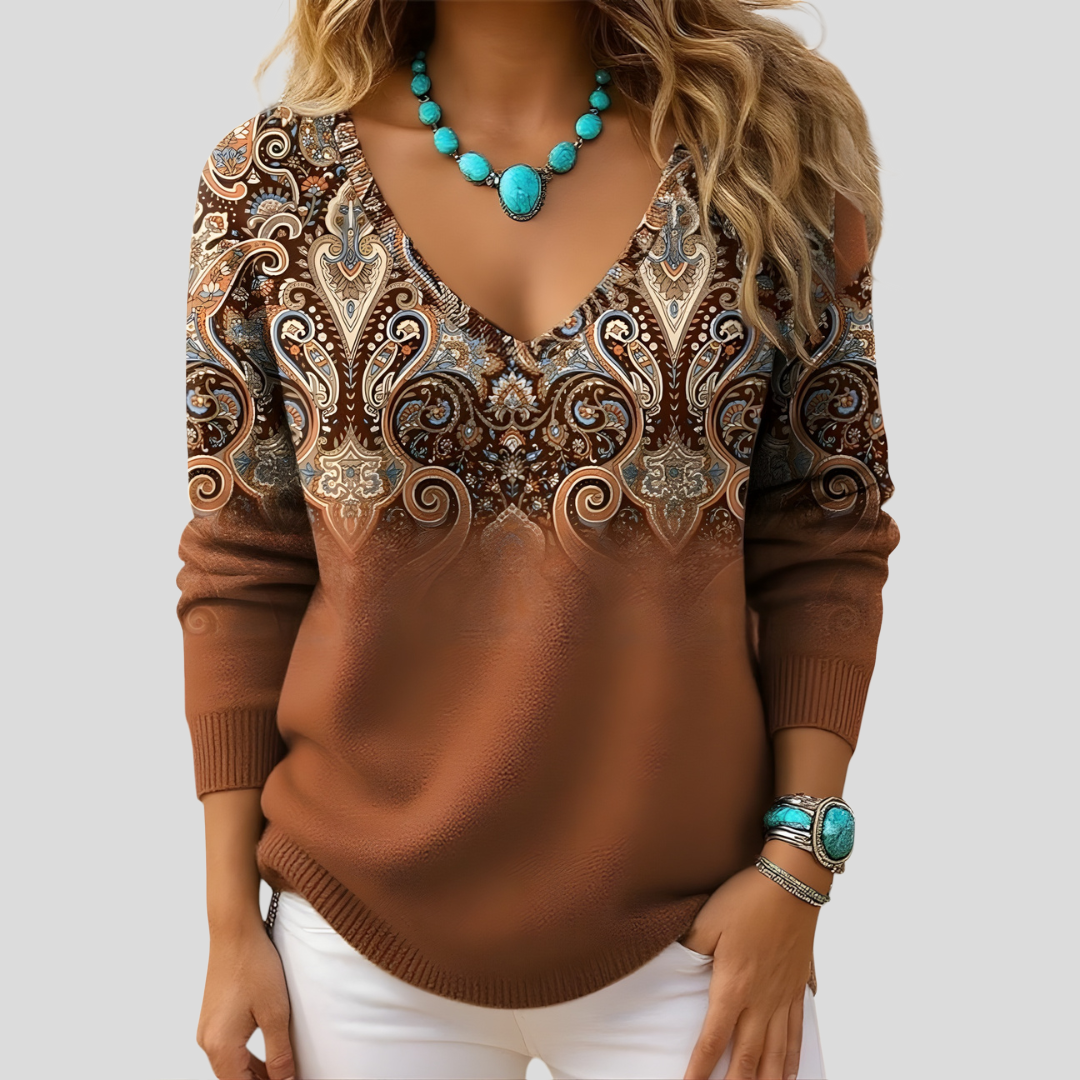 Amelia | Maglia Elegante con Scollo a V e Maniche Lunghe