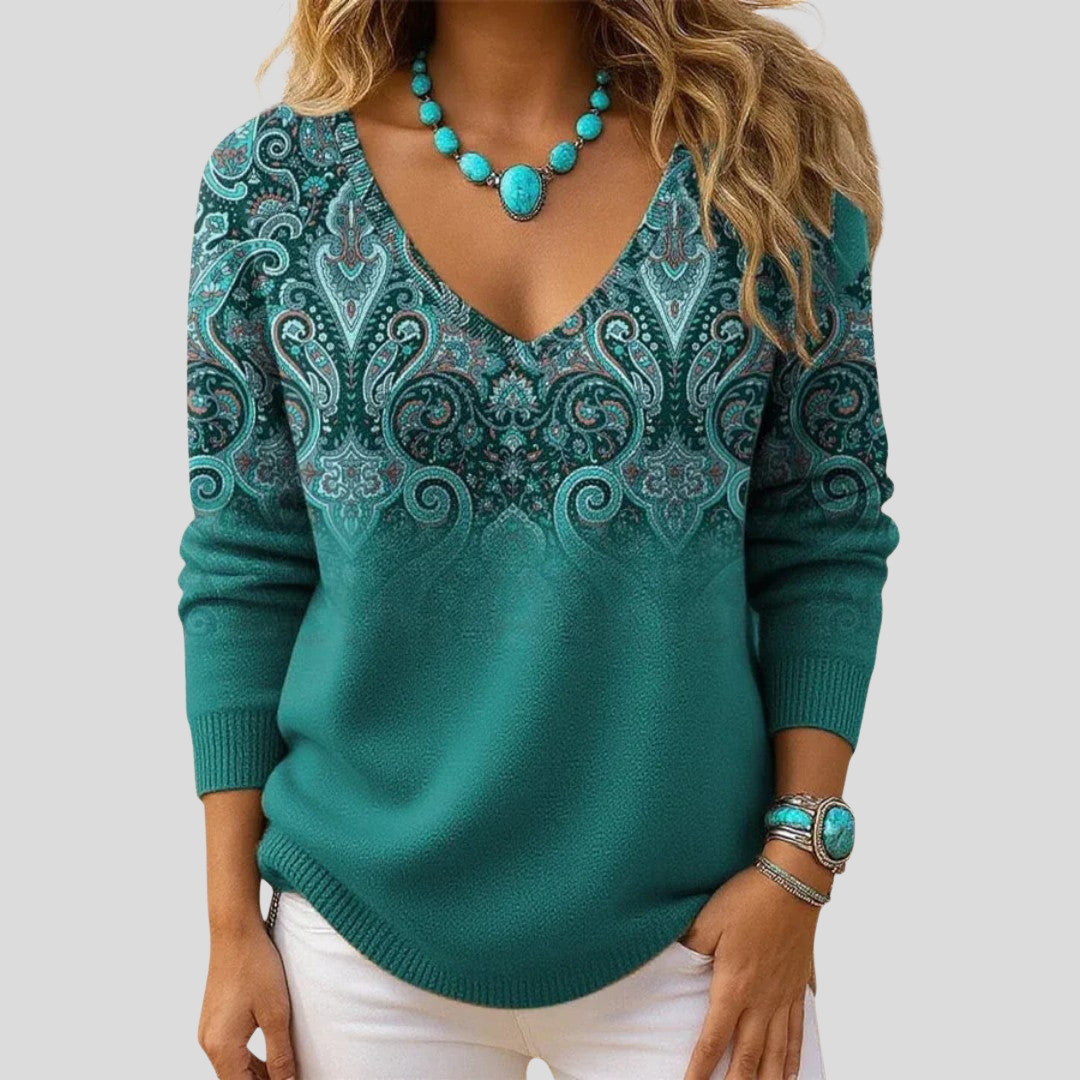 Amelia | Maglia Elegante con Scollo a V e Maniche Lunghe