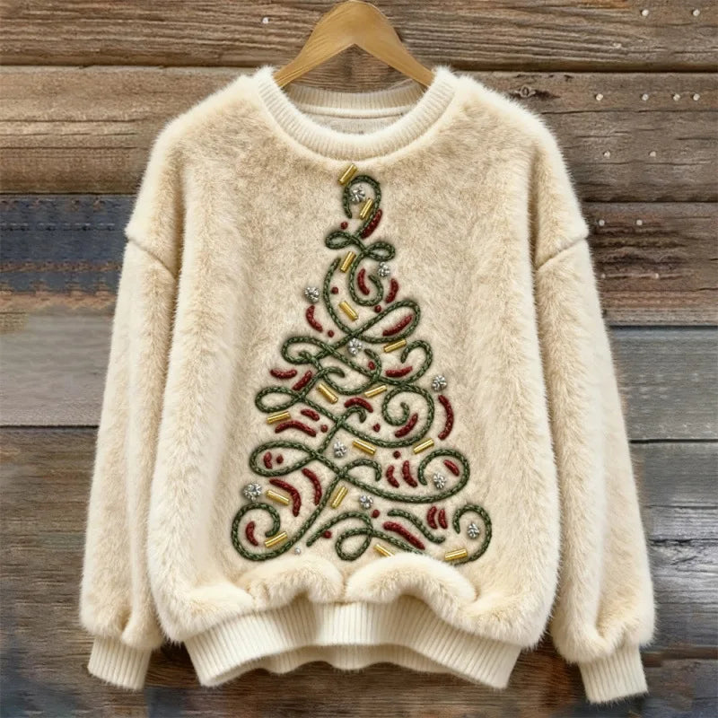 Maglione Accogliente invernale – Albero di Natale vorticoso