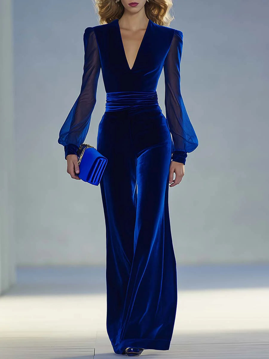 Sabrina - Jumpsuit in velluto con scollo a V elegante