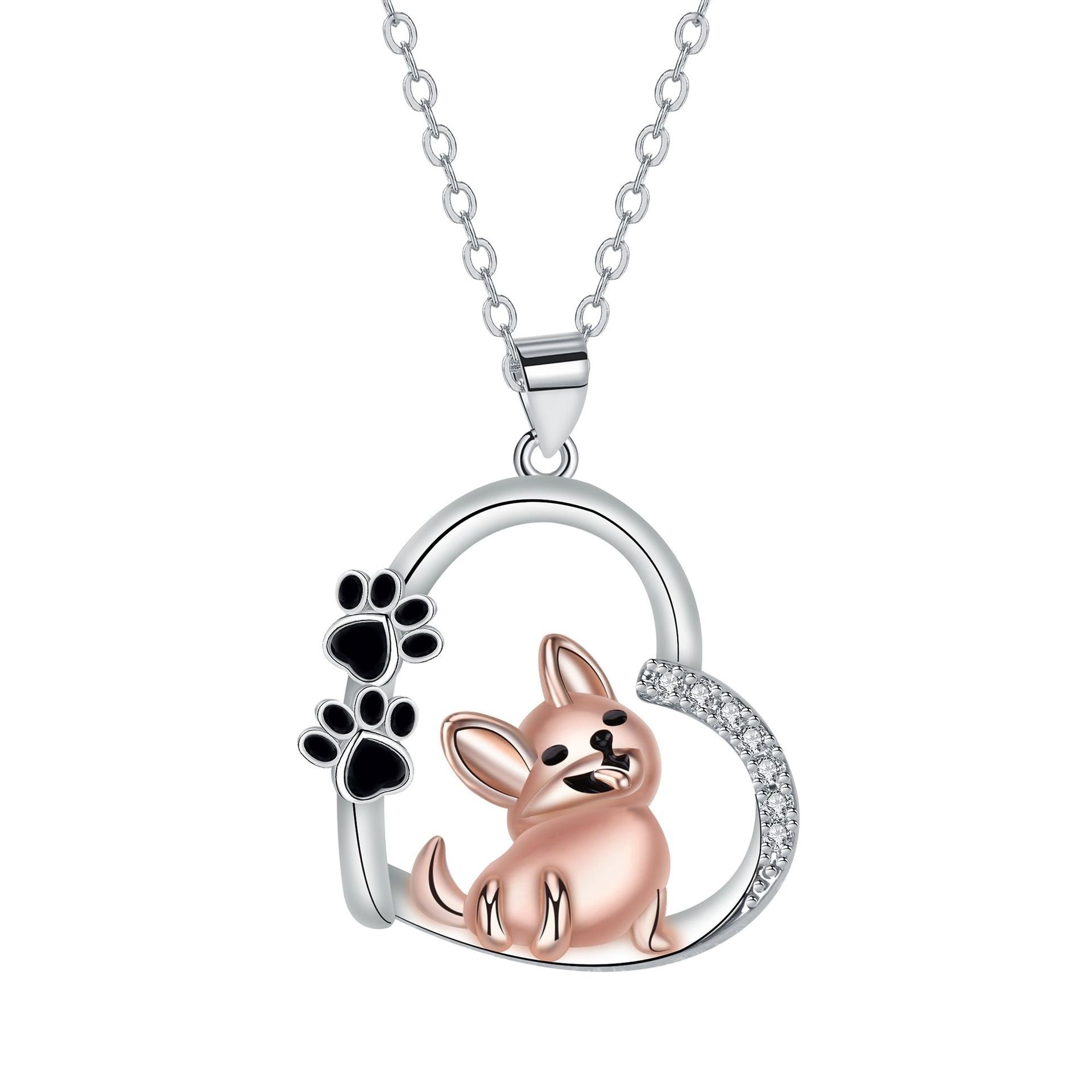 Graziosa collana con ciondolo a forma di cuore con cane