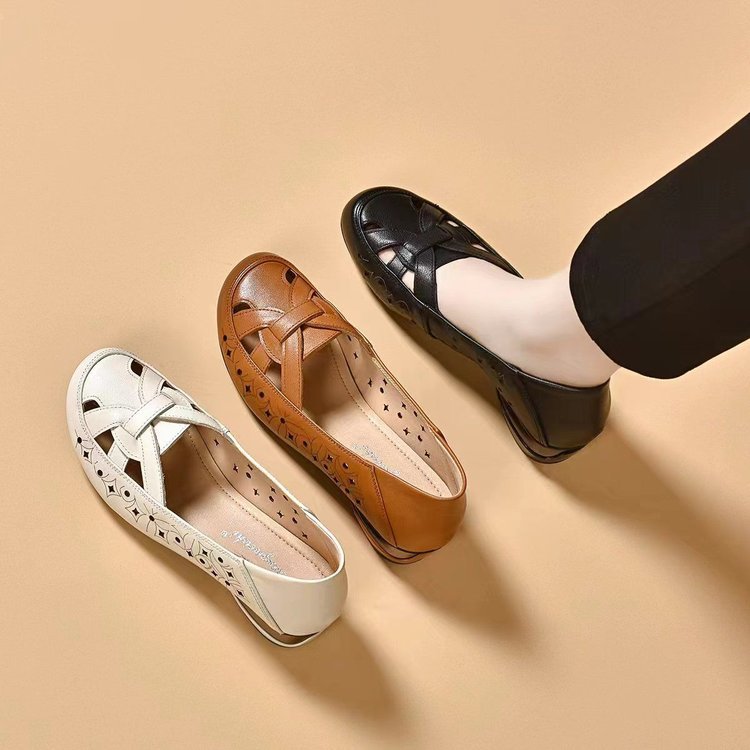 Lucia | Ballerine intrecciate in pelle con dettagli traforati