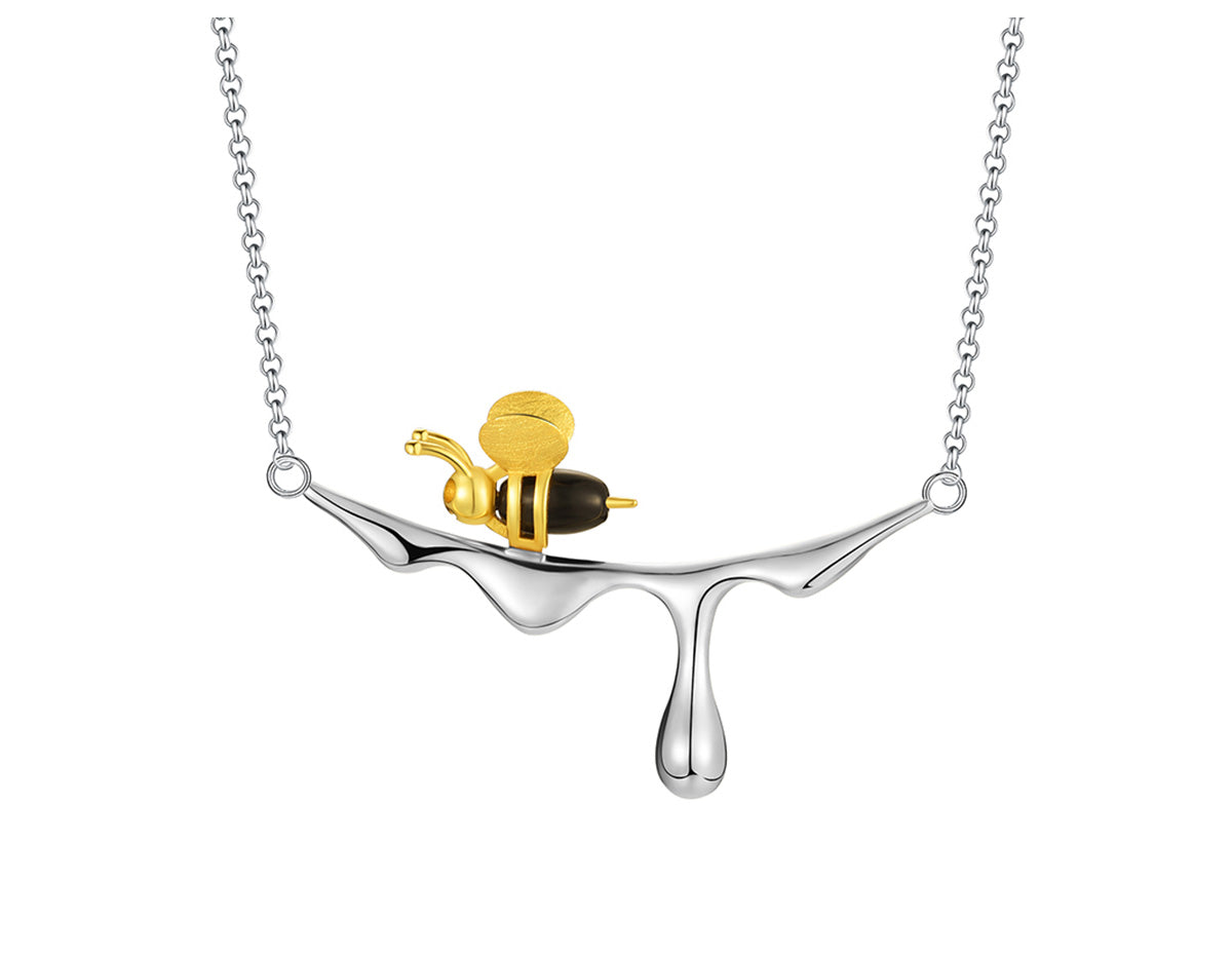 Collana con miele che gocciola e ape