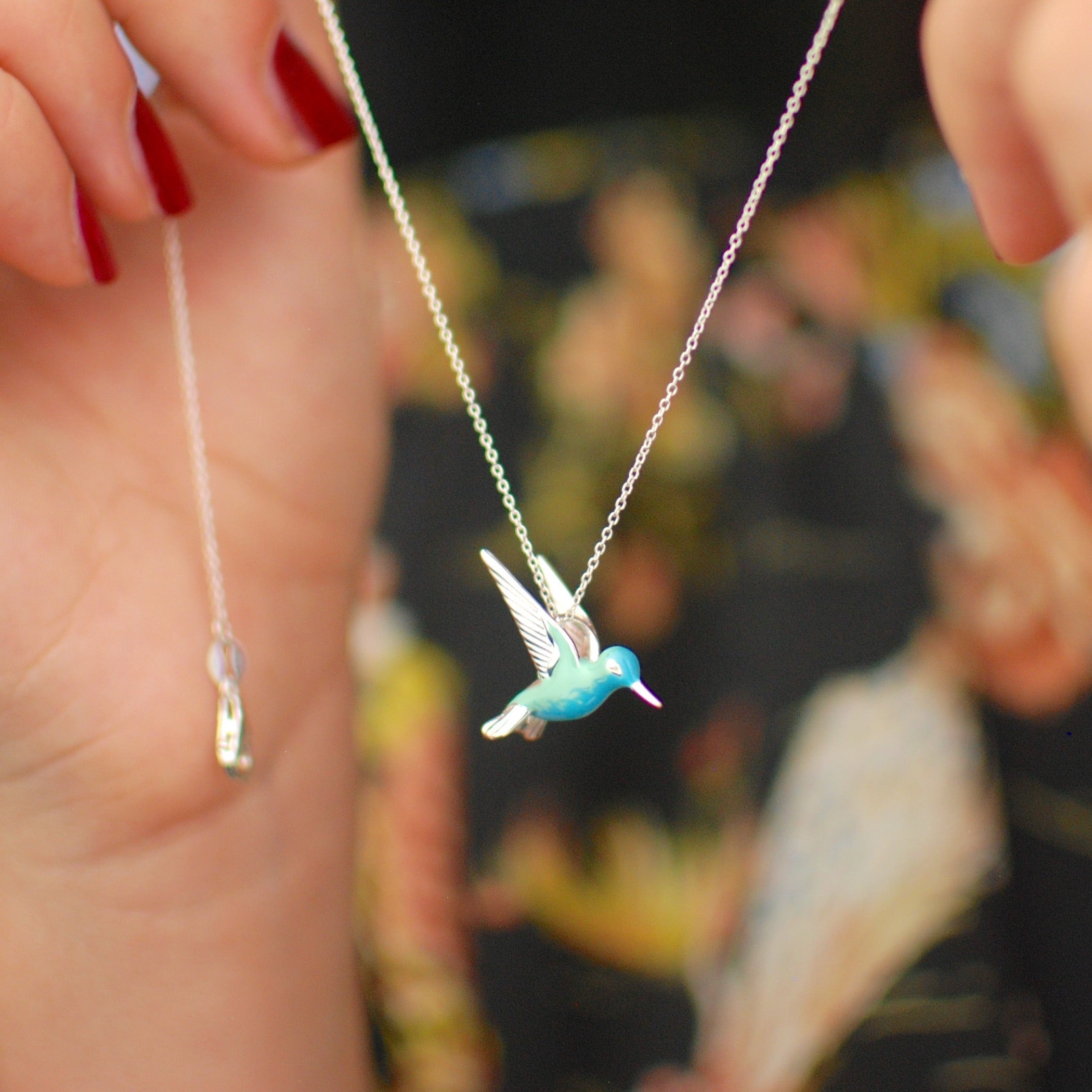 Collana con colibrì in argento sterling smaltato