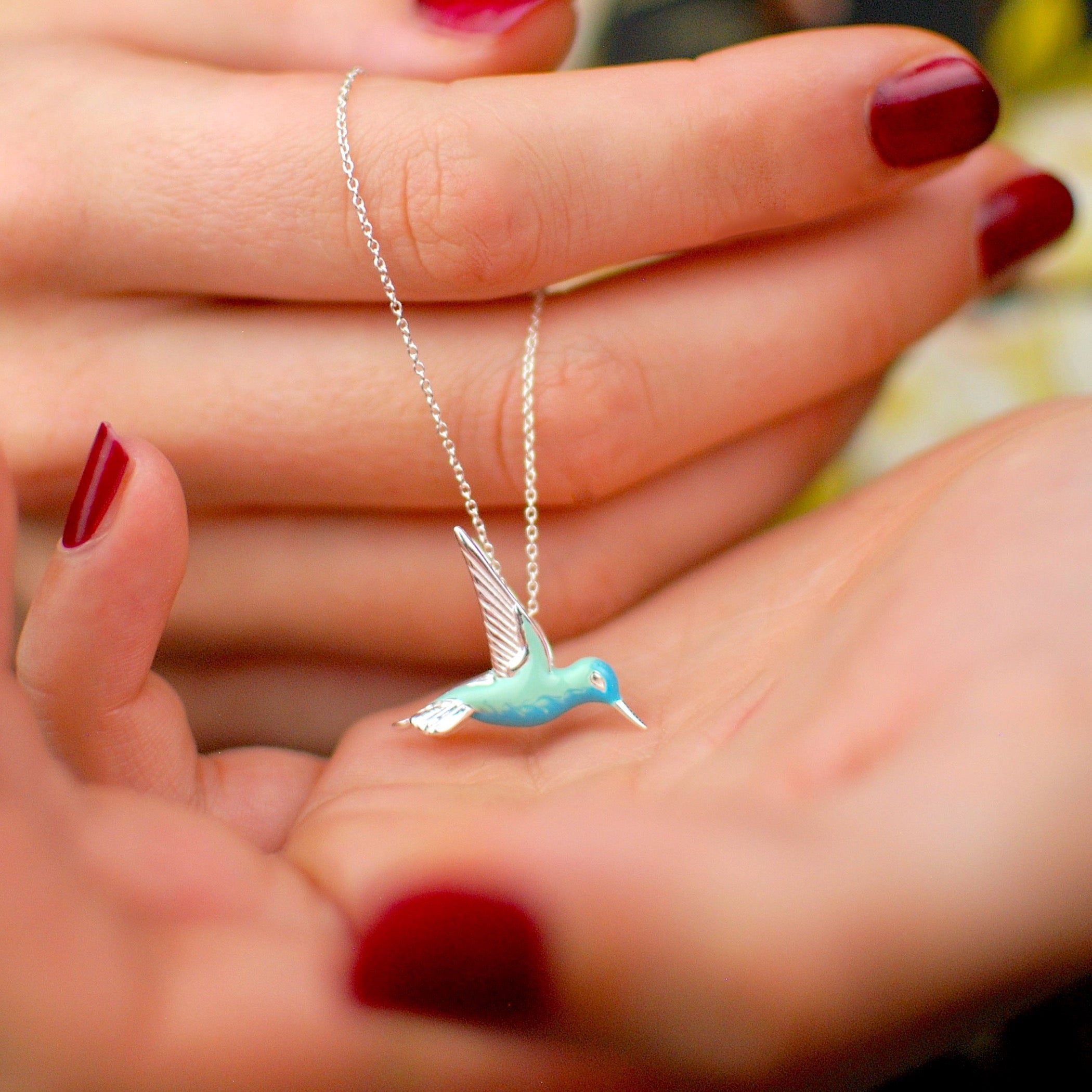 Collana con colibrì in argento sterling smaltato