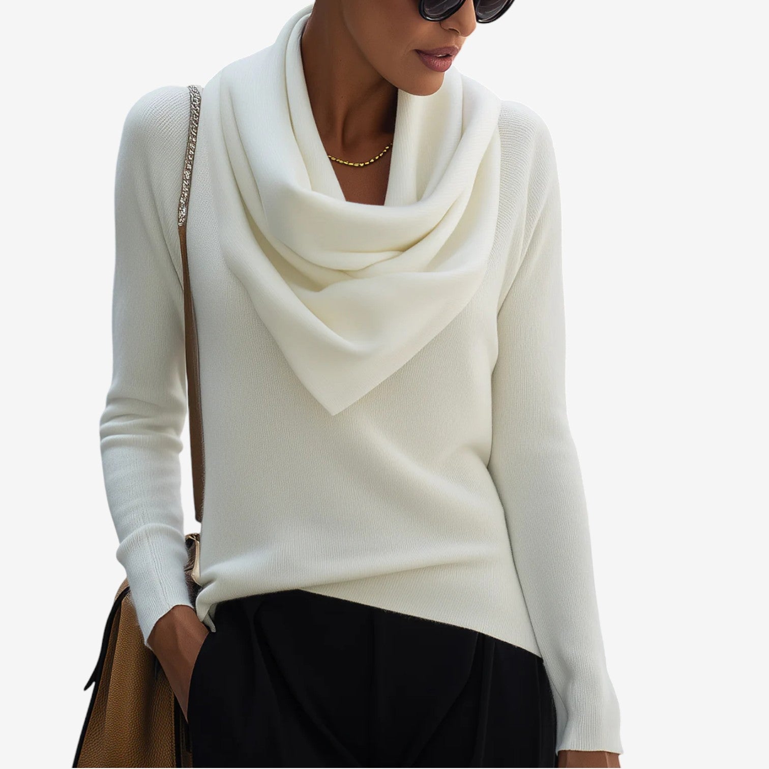 Patricia™ Maglione con collo drappeggiato